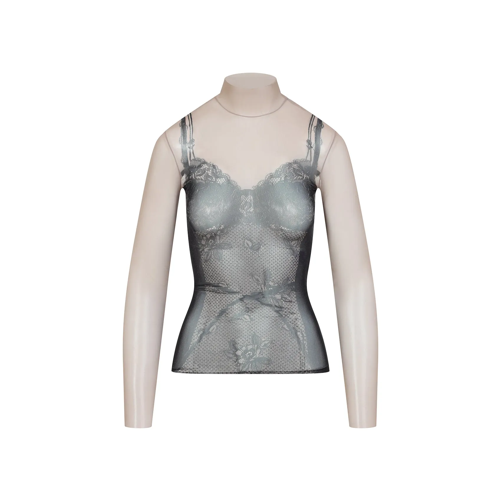 BLACK AND LIGHT BEIGE TROMPE LOEIL LINGERIE TOP sold by Lord & Taylor