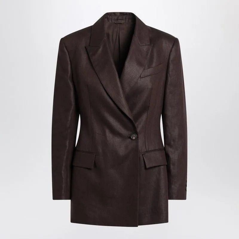 SHINY BROWN LINEN TWILL JACKET sold by Lord & Taylor