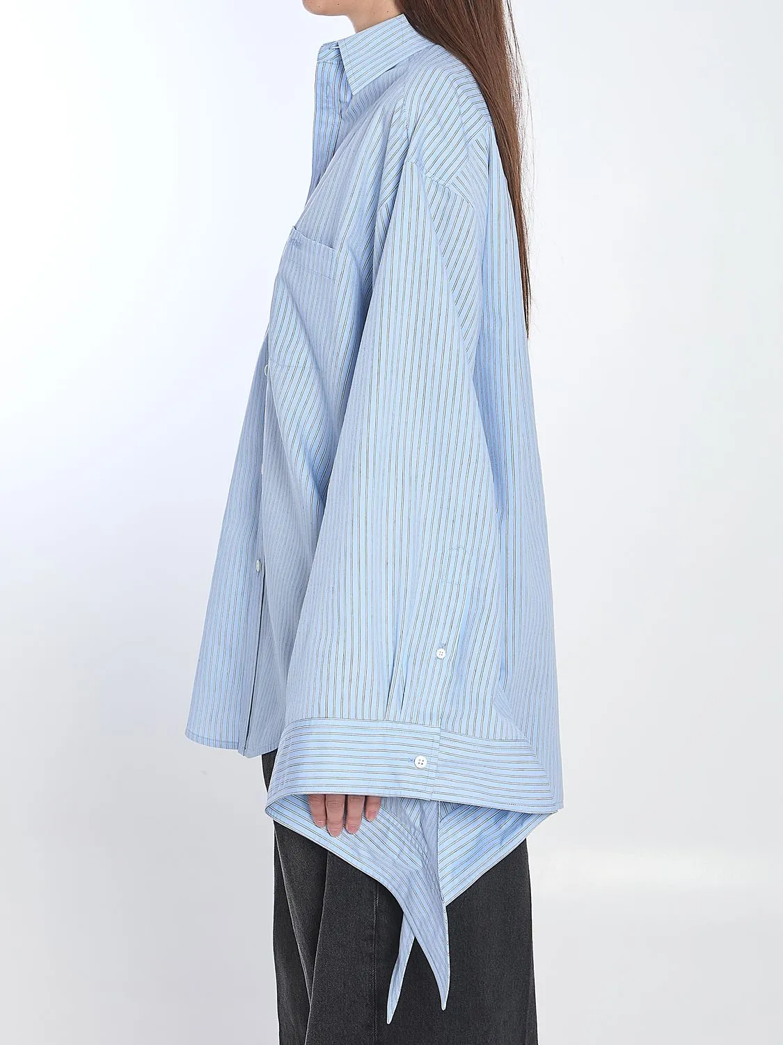 LIGHT BLUE STRIPED SHIRT WITH KNOTTED CUFFS sold by Lord & Taylor product image thumbnail 3