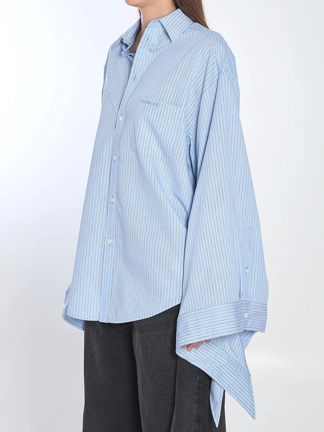 LIGHT BLUE STRIPED SHIRT WITH KNOTTED CUFFS sold by Lord & Taylor product image thumbnail 2