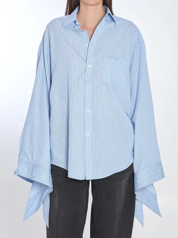 LIGHT BLUE STRIPED SHIRT WITH KNOTTED CUFFS sold by Lord & Taylor