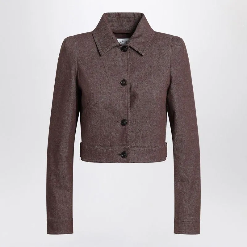 CROPPED BROWN DENIM-EFFECT JACKET sold by Lord & Taylor product image thumbnail 2