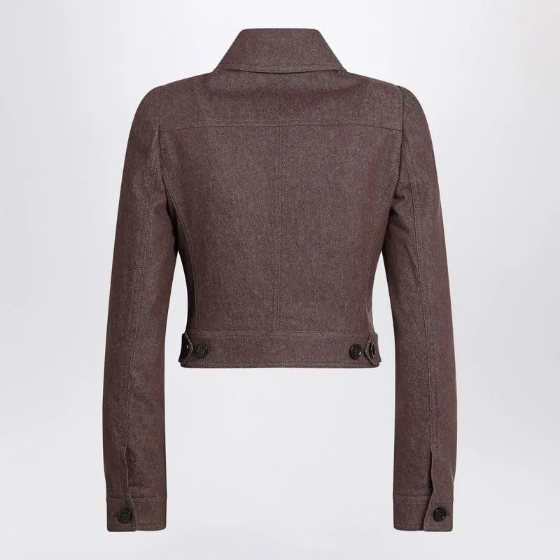 CROPPED BROWN DENIM-EFFECT JACKET sold by Lord & Taylor product image thumbnail 3