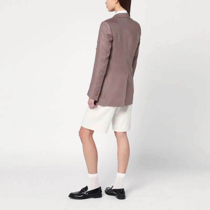 BROWN DOUBLE-BREASTED LINEN JACKET sold by Lord & Taylor product image thumbnail 2