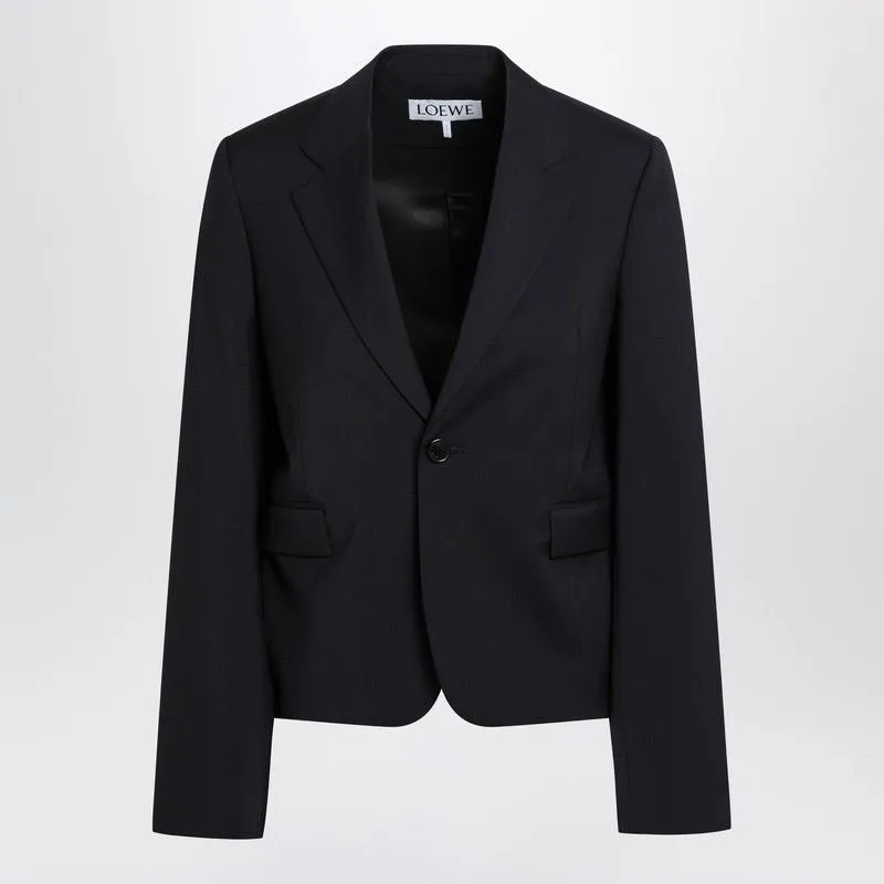 NAVY BLUE SINGLE-BREASTED JACKET IN WOOL sold by Lord & Taylor