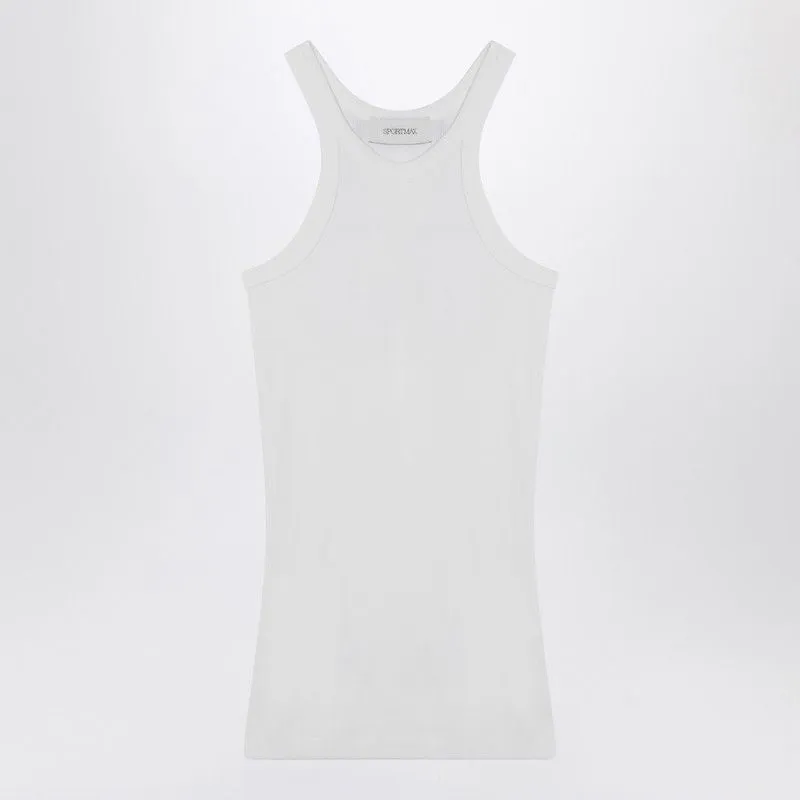 WHITE RIBBED TANK TOP IN SILK BLEND sold by Lord & Taylor