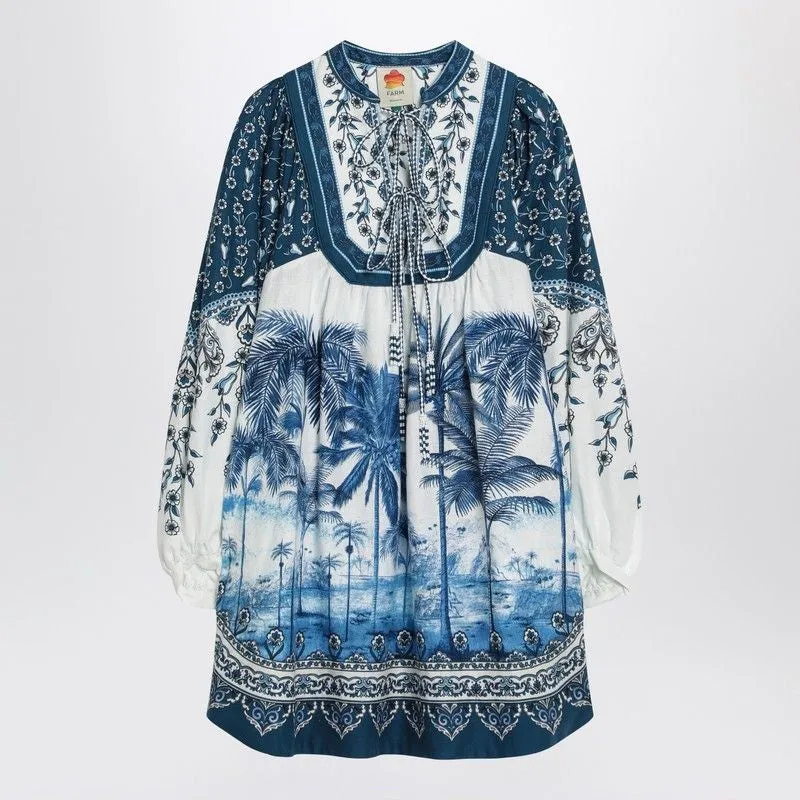 LINEN-BLEND DRESS WITH PALM PRINT sold by Lord & Taylor