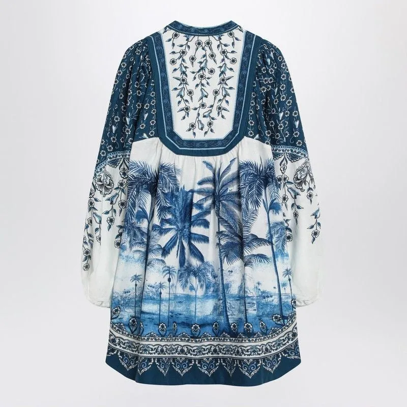 LINEN-BLEND DRESS WITH PALM PRINT sold by Lord & Taylor product image thumbnail 2