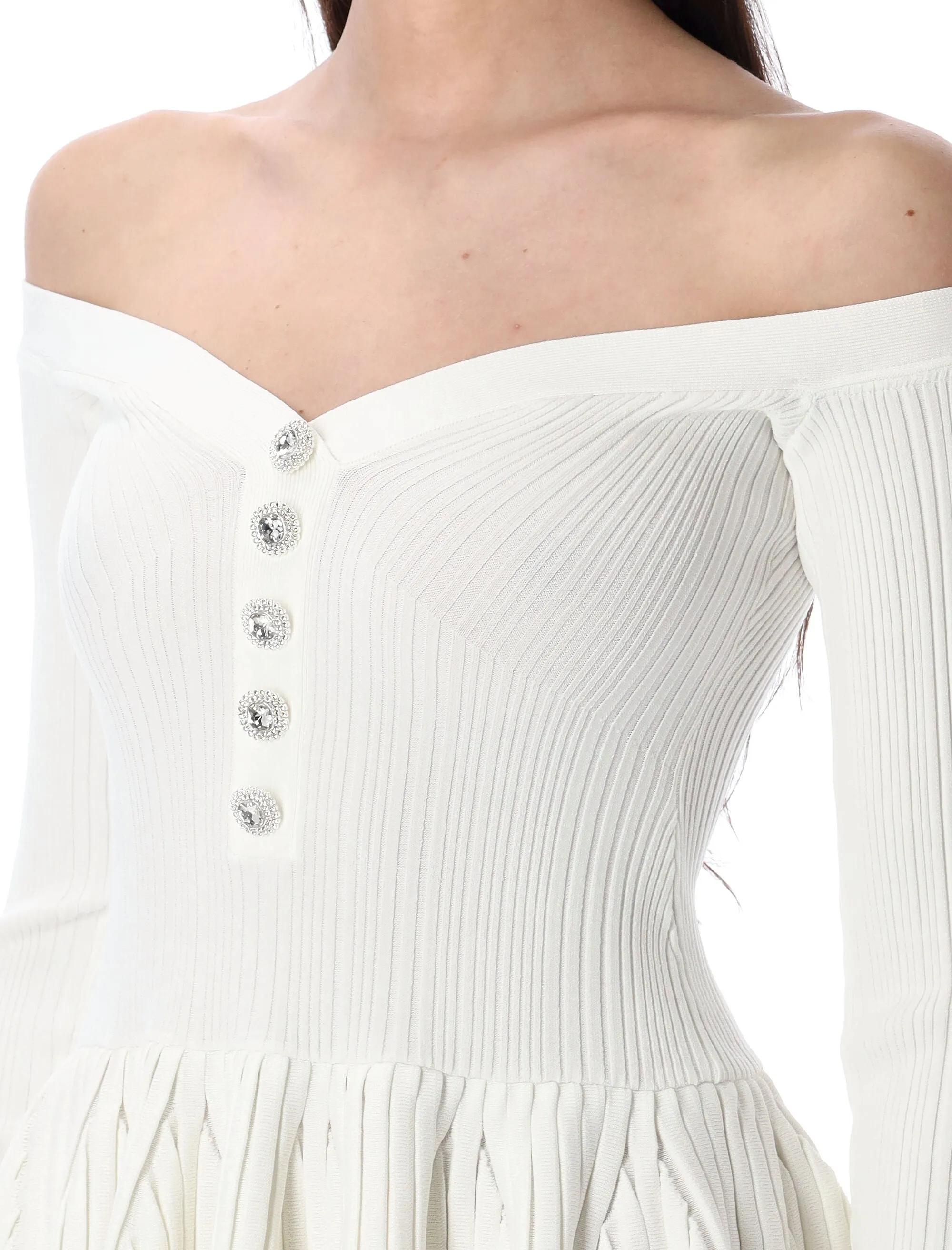 WHITE RIBBED KNIT OFF SHOULDER MINI DRES sold by Lord & Taylor product image thumbnail 3