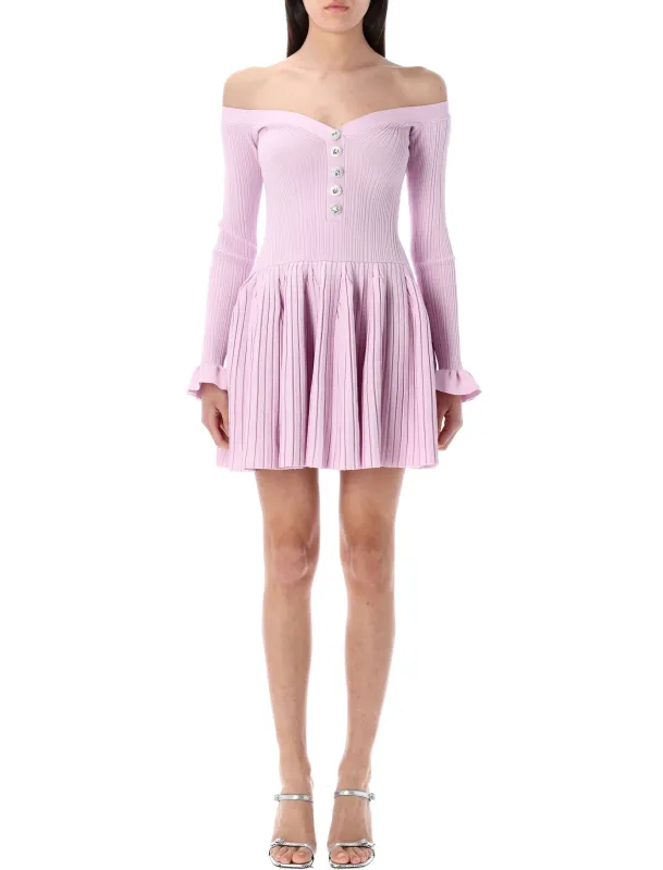 PINK RIBBED KNIT OFF SHOULDER MINI DRESS sold by Lord & Taylor