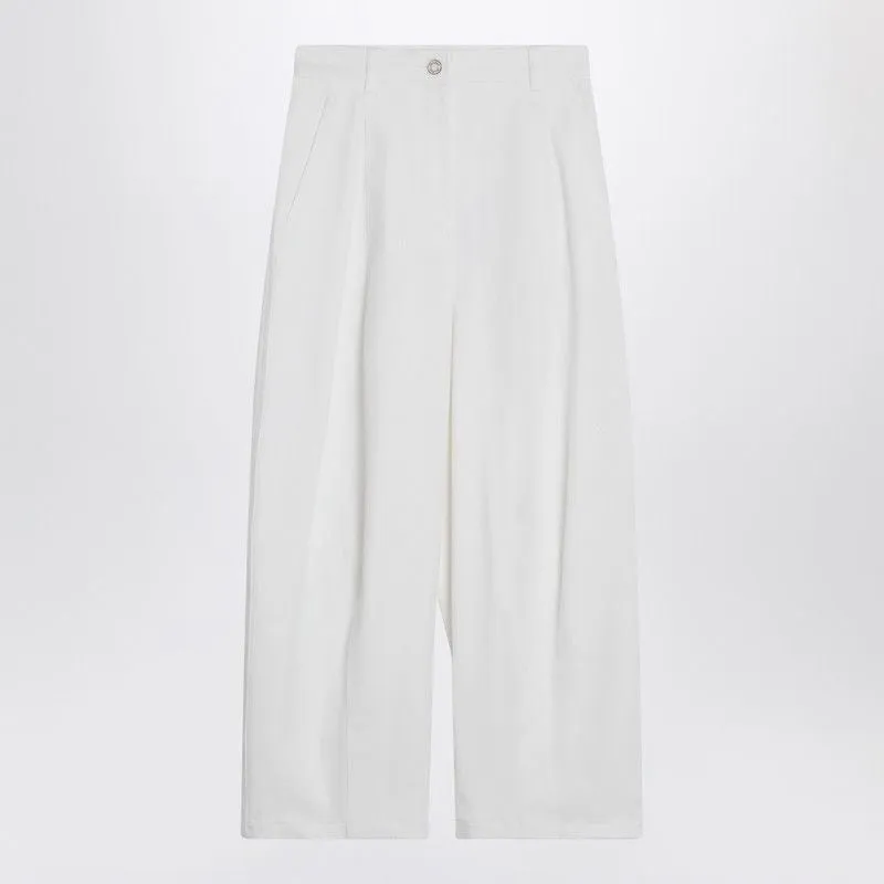 WHITE BAGGY TROUSERS IN COTTON TWILL sold by Lord & Taylor