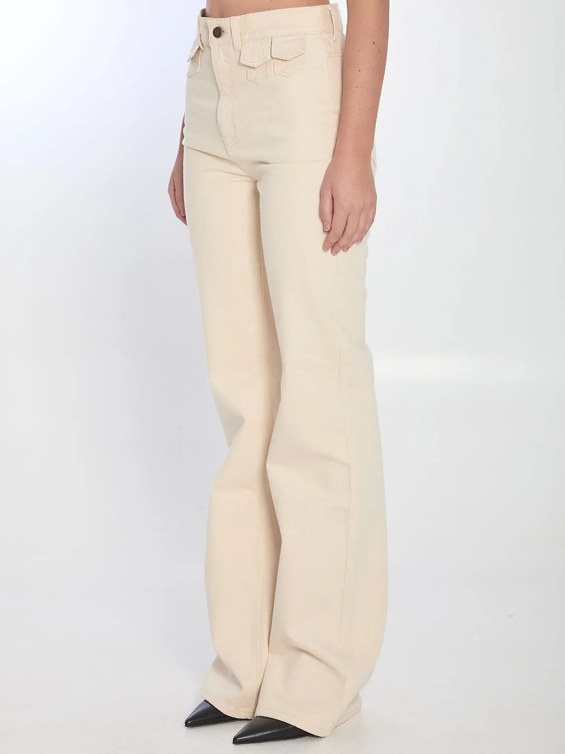 IVORY FLARED DENIM TROUSERS sold by Lord & Taylor product image thumbnail 2