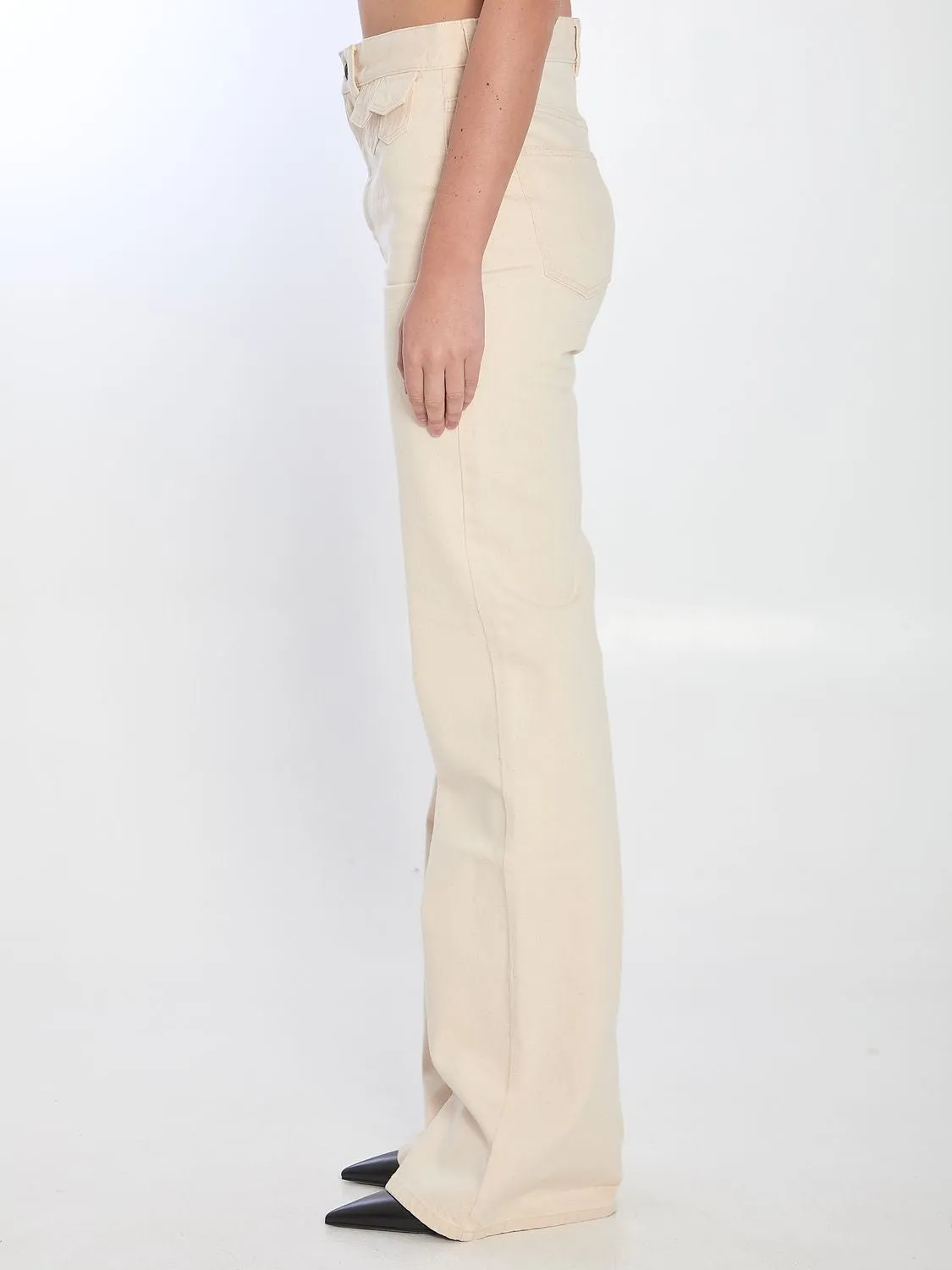 IVORY FLARED DENIM TROUSERS sold by Lord & Taylor product image thumbnail 3