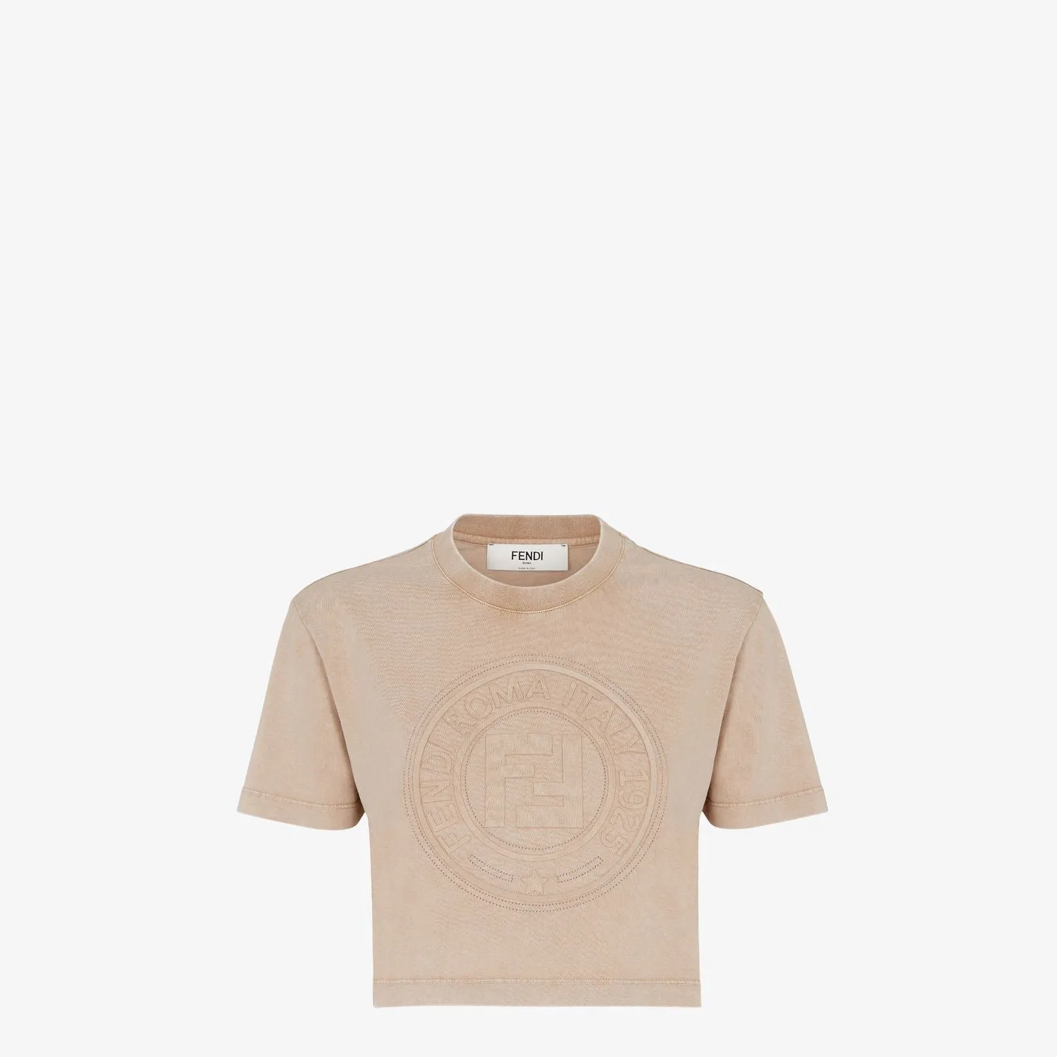BEIGE WASHED-OUT CROPPED T-SHIRT WITH LOGO sold by Lord & Taylor