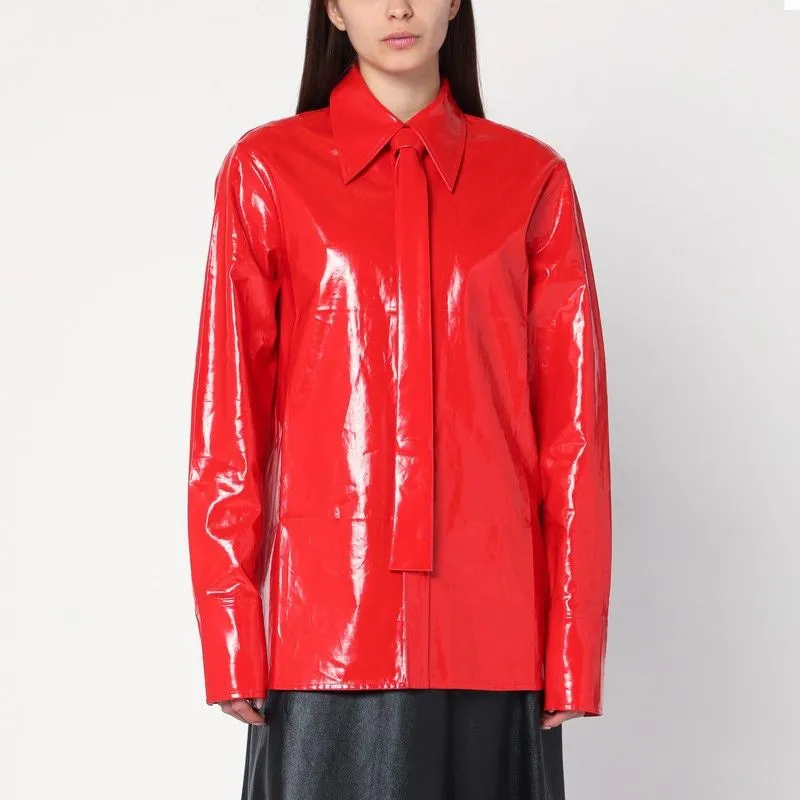 SHINY LINEN SHIRT WITH RED TIE sold by Lord & Taylor