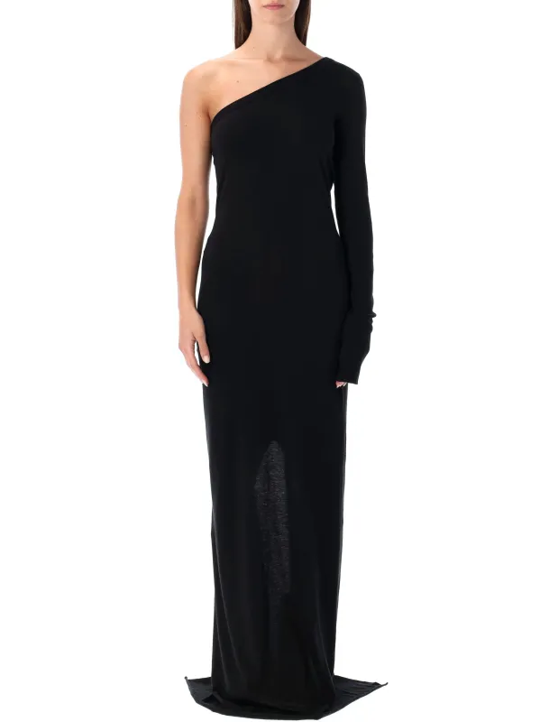 RICK OWENS DRKSHDW ZIGGY ONE-SHOULDER BLACK COTTON JERSEY DRESS sold by Lord & Taylor