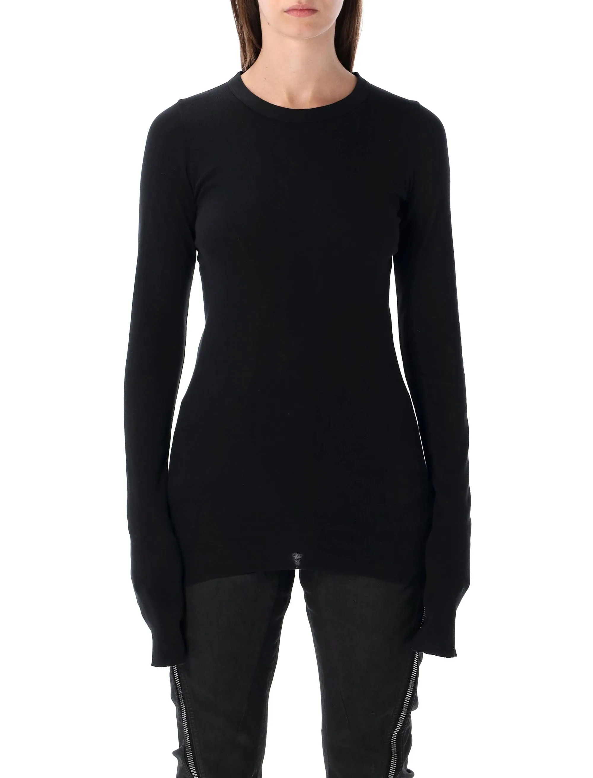 RICK OWENS DRKSHDW BLACK RIBBED LS T sold by Lord & Taylor