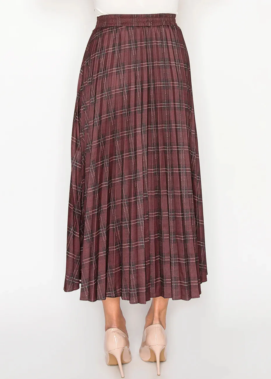 Burgundy Plaid Midi Skirt sold by Lord & Taylor product image thumbnail 3