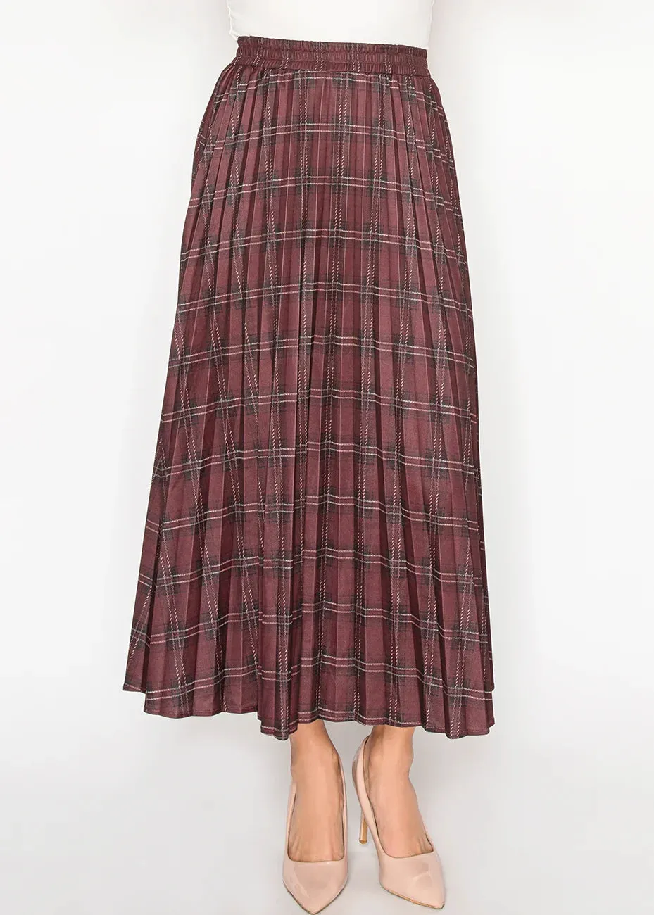 Burgundy Plaid Midi Skirt sold by Lord & Taylor product image thumbnail 5