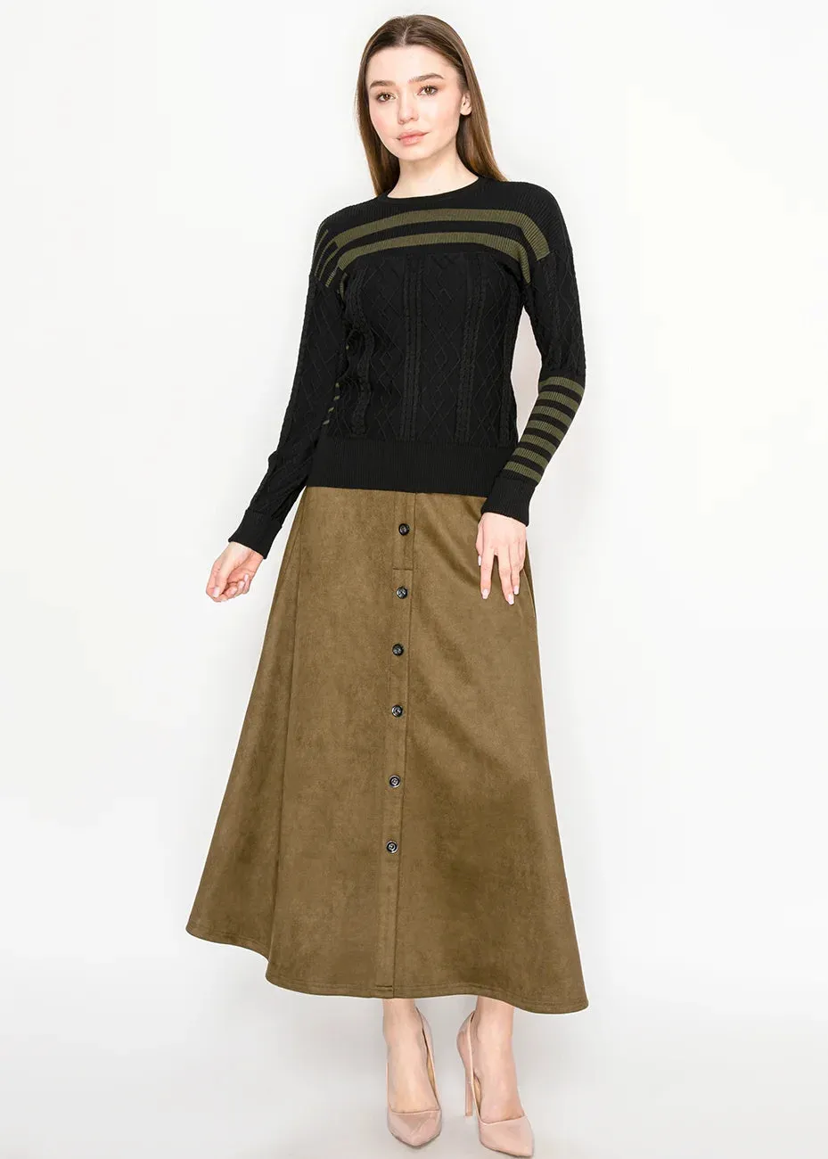 Textured Knit Sweater – Black and Olive sold by Lord & Taylor product image thumbnail 4