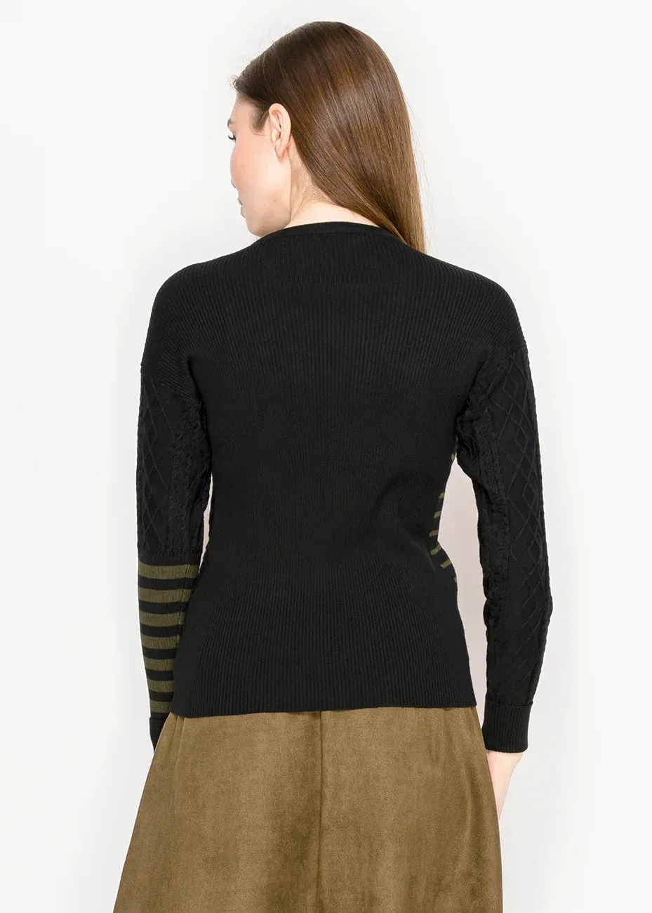 Textured Knit Sweater – Black and Olive sold by Lord & Taylor product image thumbnail 2