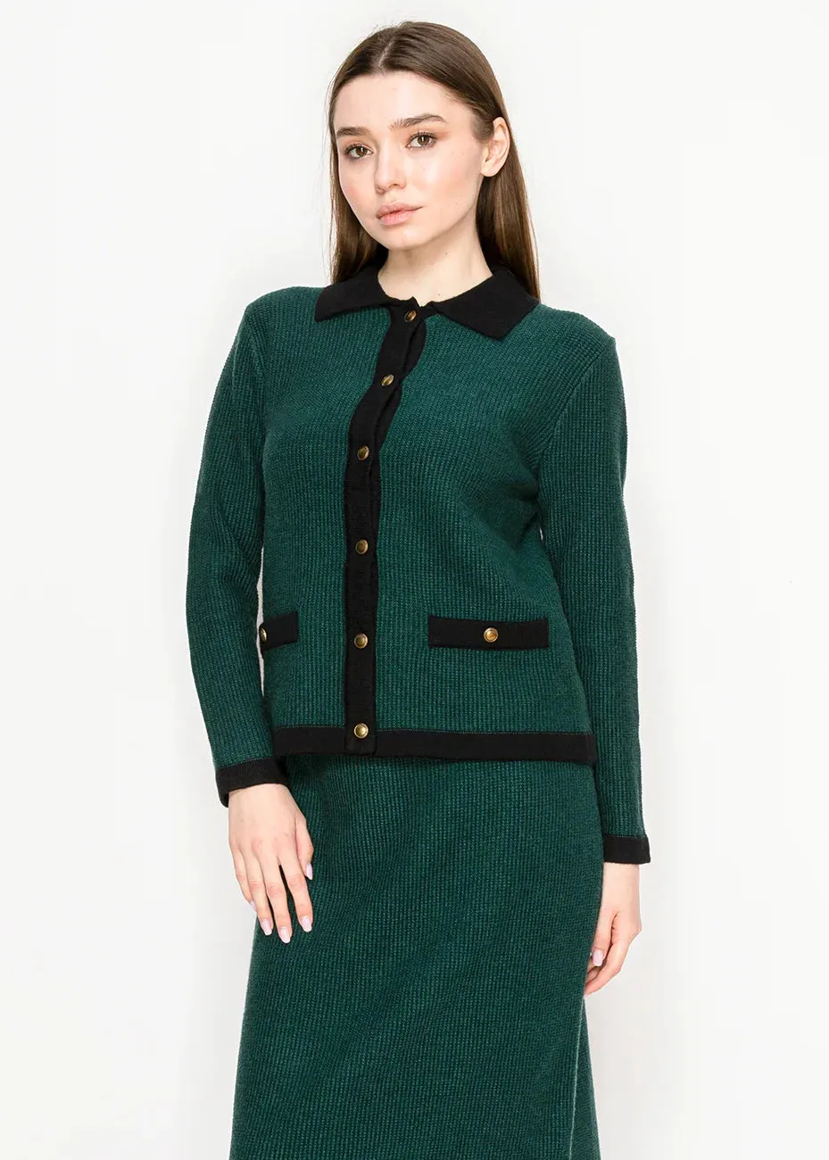 Green Button-Up Knit Cardigan sold by Lord & Taylor product image thumbnail 2
