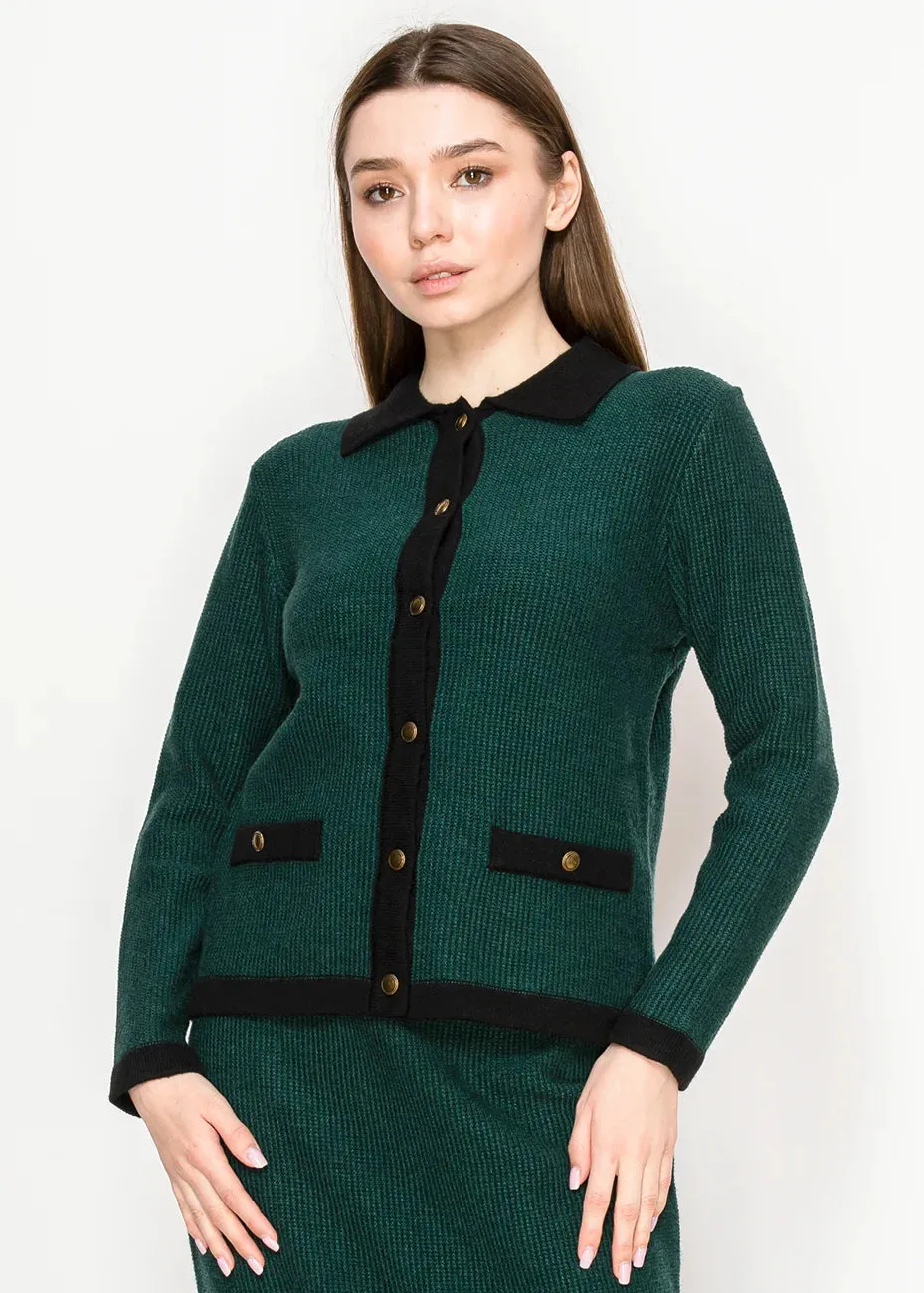 Green Button-Up Knit Cardigan sold by Lord & Taylor product image thumbnail 4