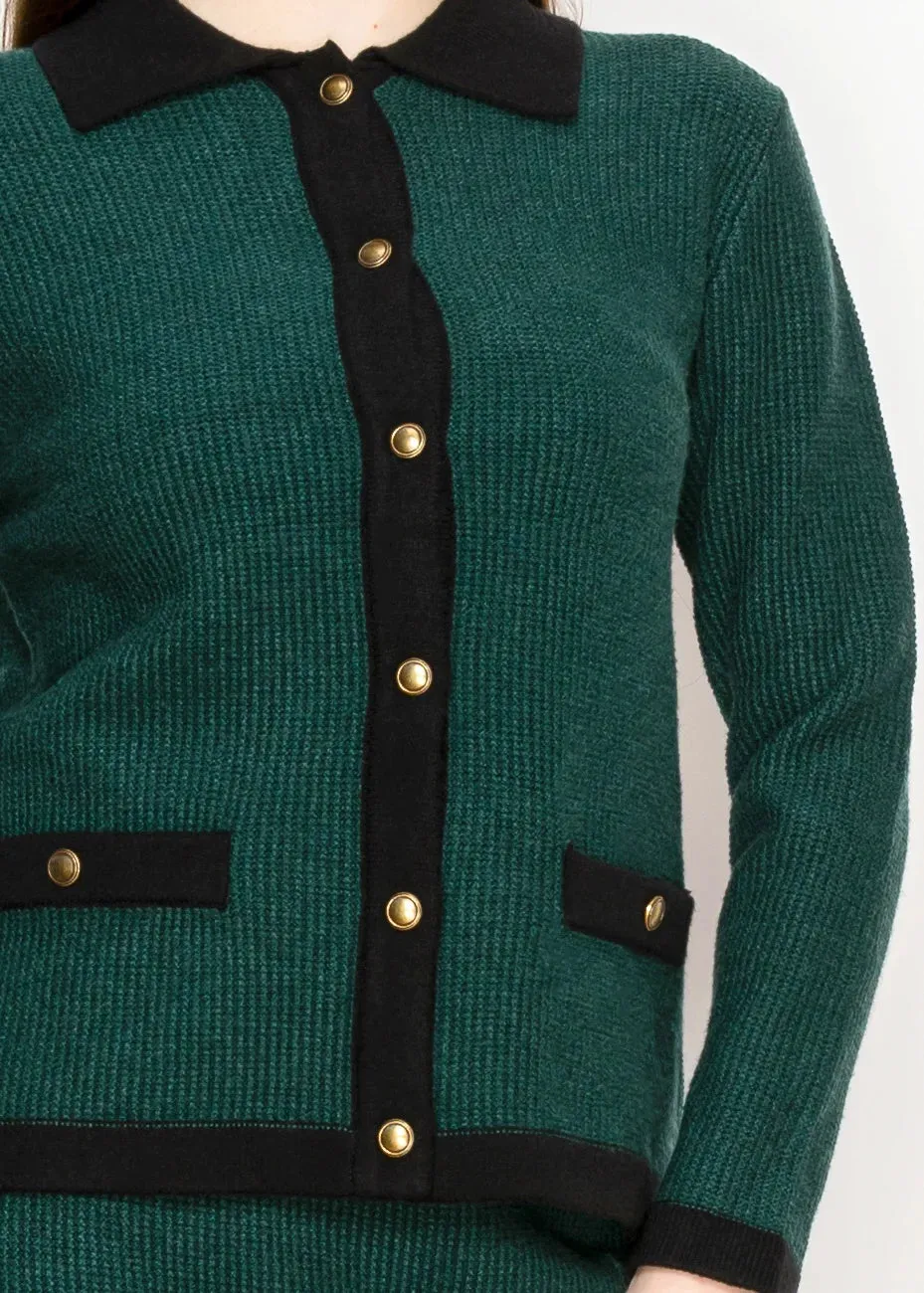 Green Button-Up Knit Cardigan sold by Lord & Taylor product image thumbnail 3