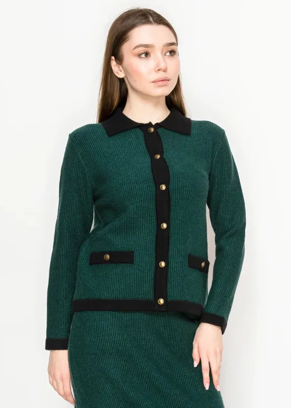 Green Button-Up Knit Cardigan sold by Lord & Taylor