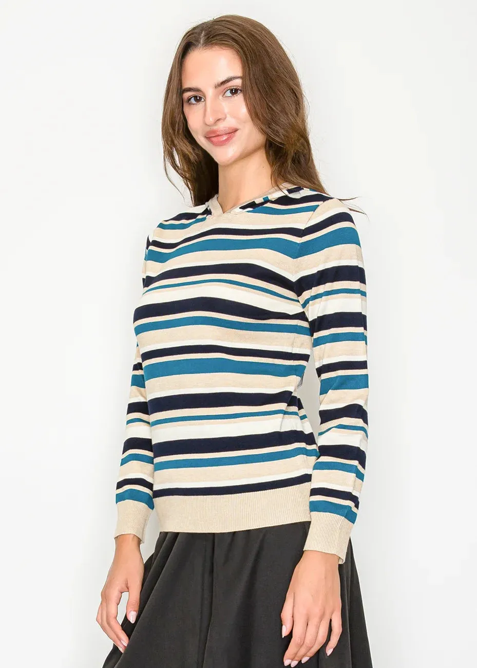 Blue and Beige Striped Hoodie sold by Lord & Taylor product image thumbnail 3