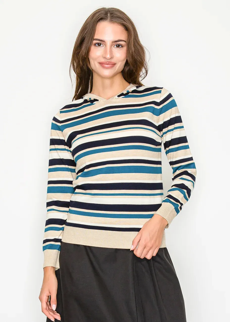 Blue and Beige Striped Hoodie sold by Lord & Taylor
