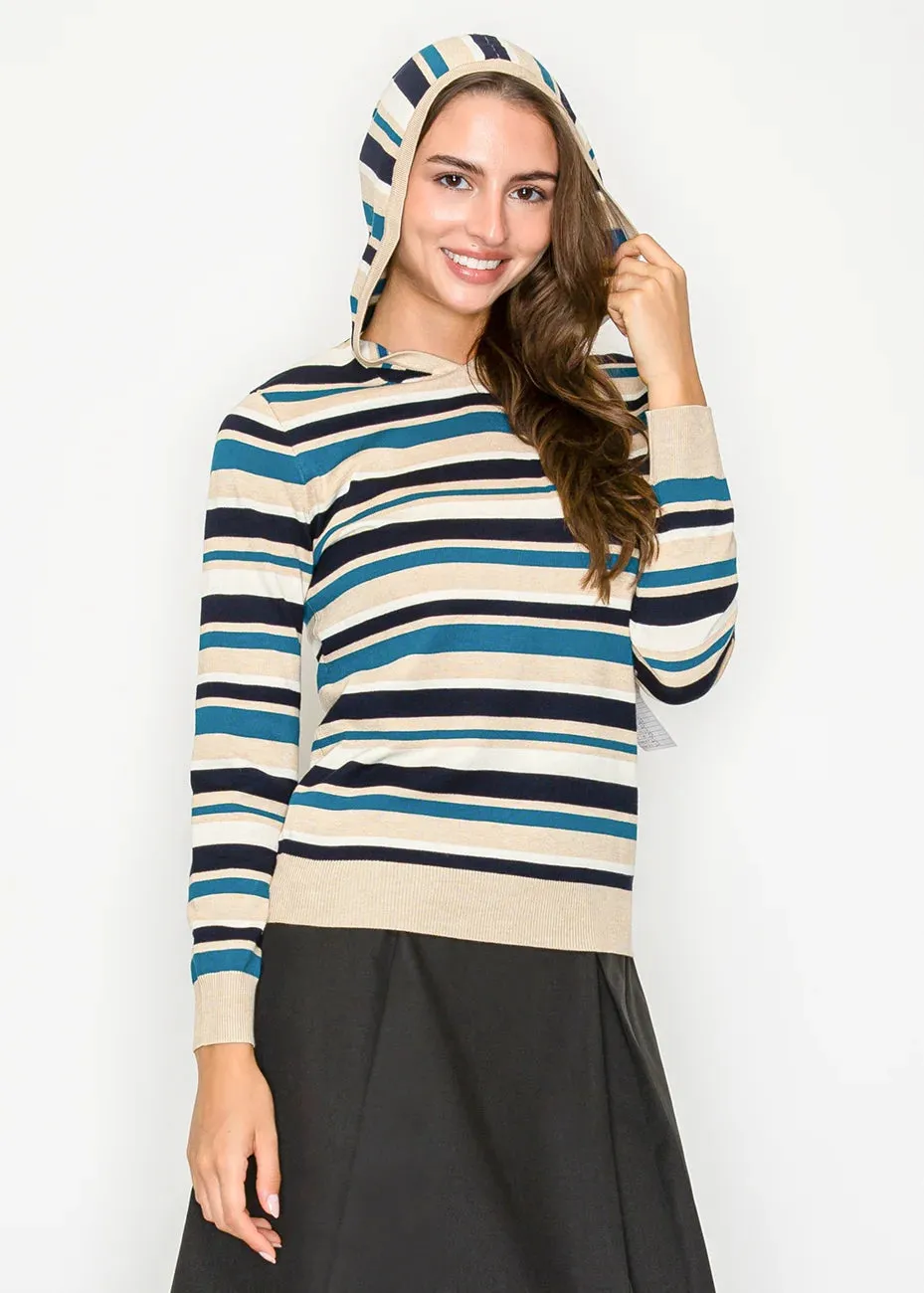 Blue and Beige Striped Hoodie sold by Lord & Taylor product image thumbnail 5