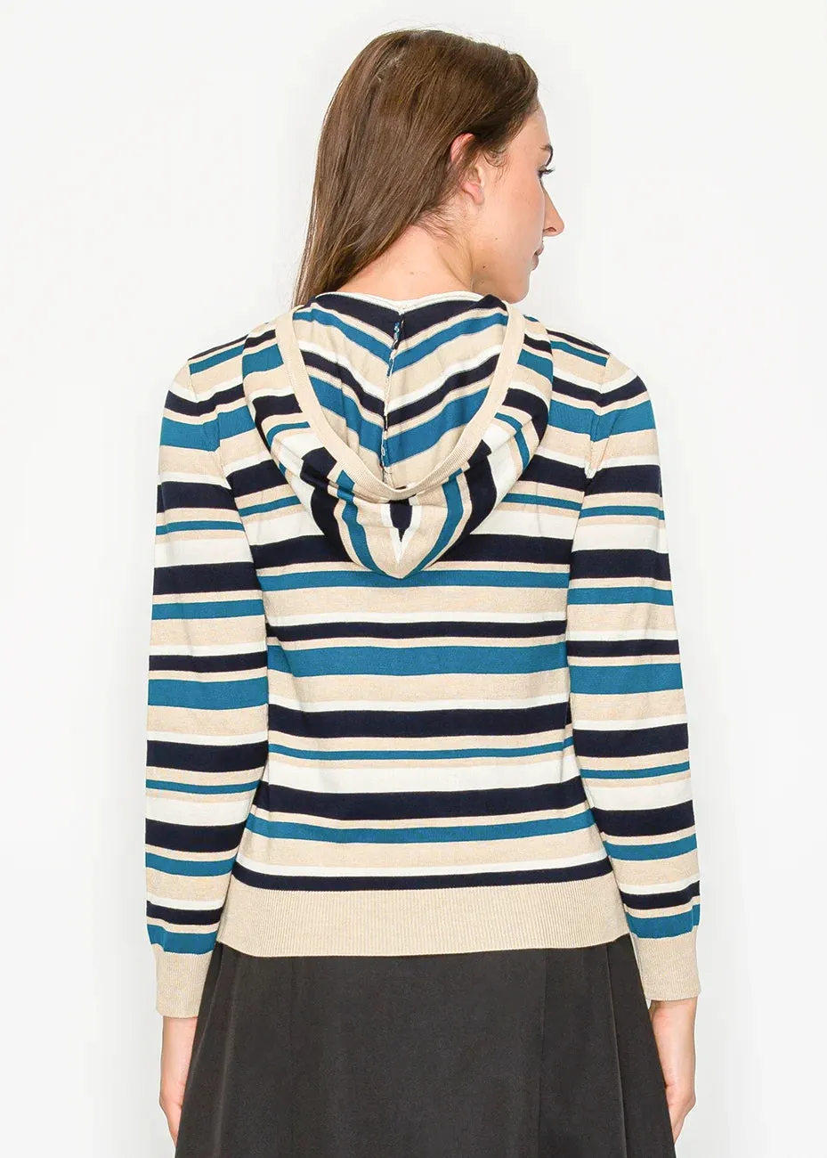 Blue and Beige Striped Hoodie sold by Lord & Taylor product image thumbnail 2
