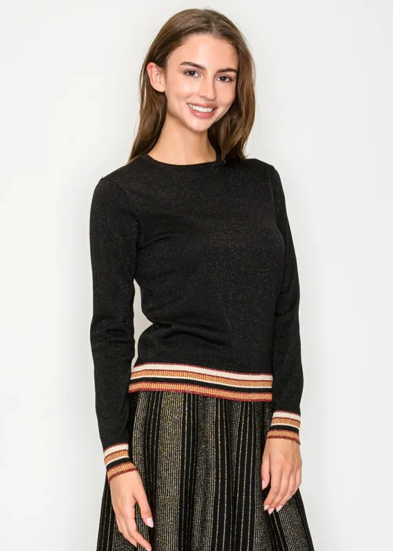 Shimmery Black Pullover with Festive Trim sold by Lord & Taylor