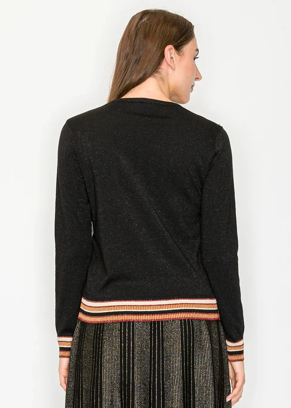 Shimmery Black Pullover with Festive Trim sold by Lord & Taylor product image thumbnail 4