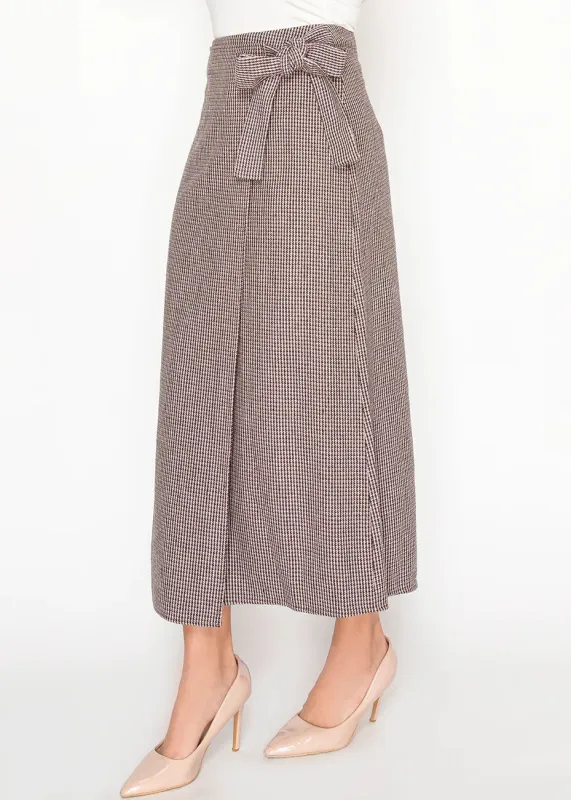 Burgundy Houndstooth Midi Skirt sold by Lord & Taylor