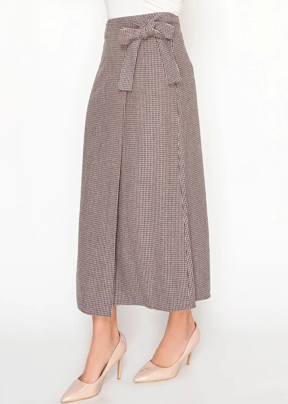 Burgundy Houndstooth Midi Skirt sold by Lord & Taylor
