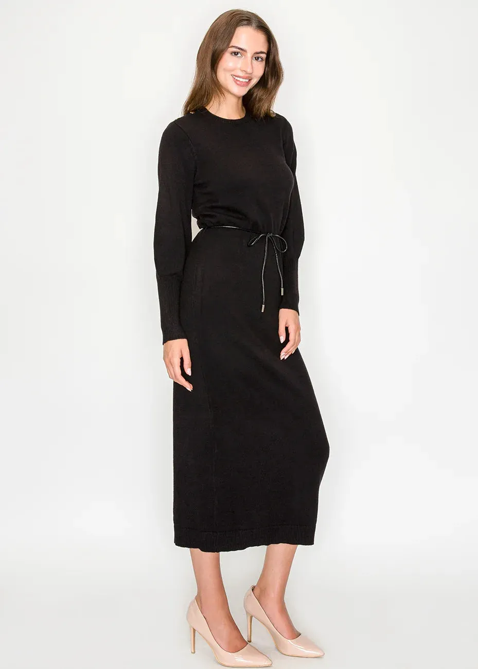 Black Knit Dress with Tie Belt sold by Lord & Taylor product image thumbnail 4