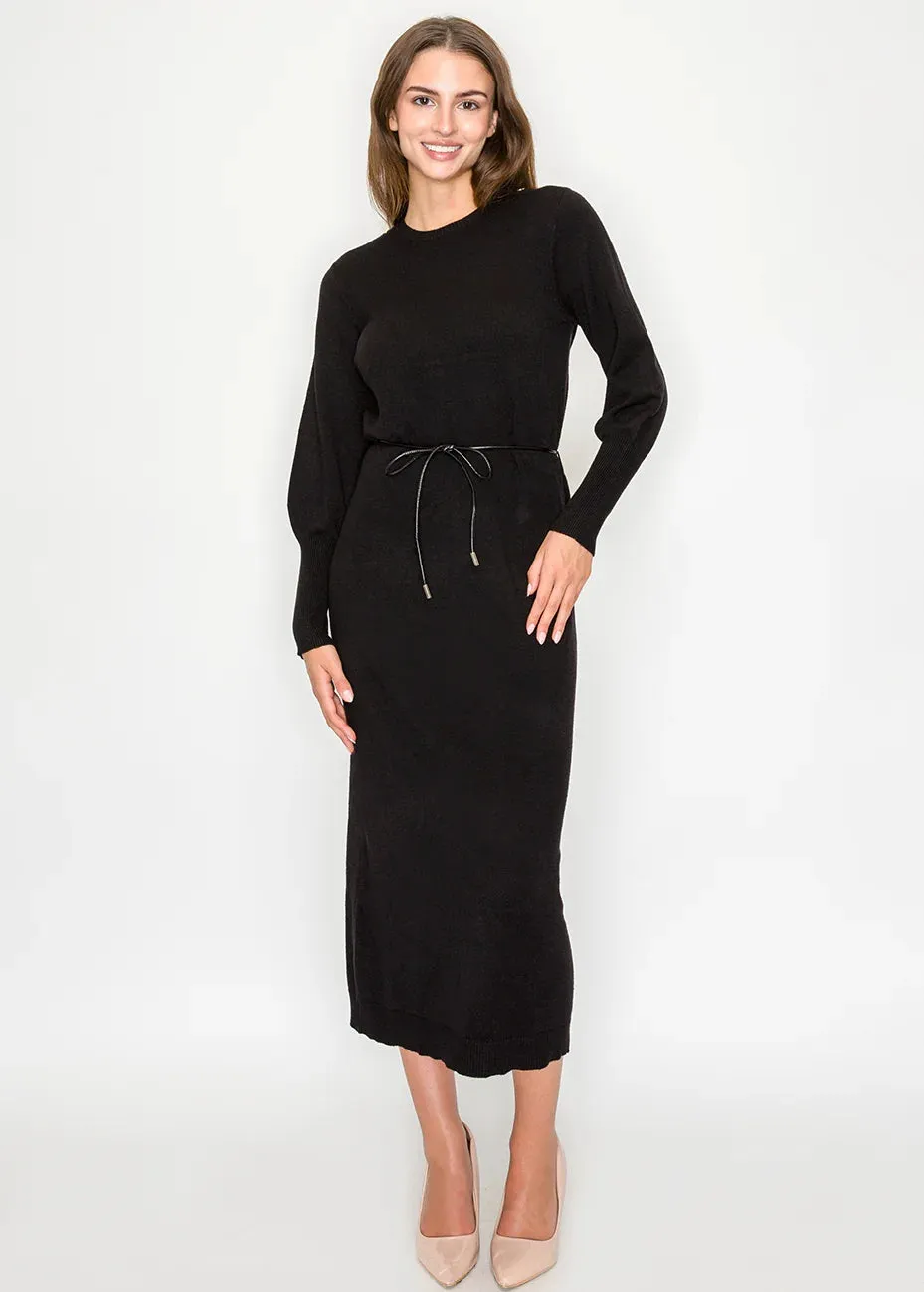 Black Knit Dress with Tie Belt sold by Lord & Taylor product image thumbnail 3