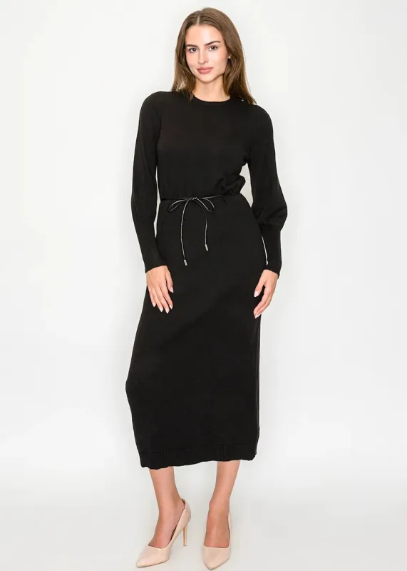 Black Knit Dress with Tie Belt sold by Lord & Taylor