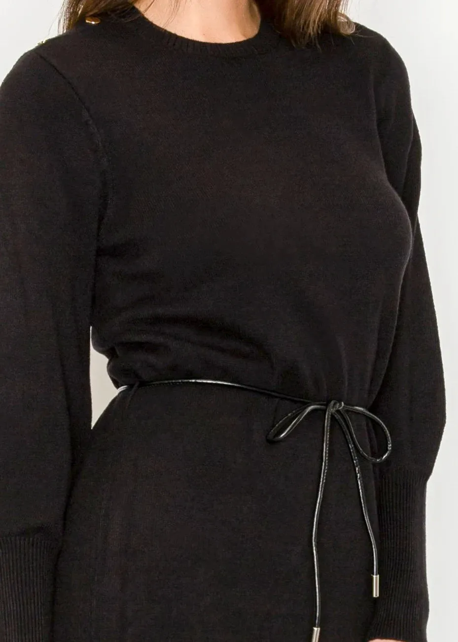 Black Knit Dress with Tie Belt sold by Lord & Taylor product image thumbnail 2