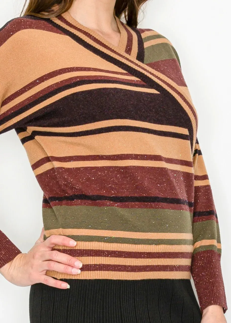 Crossover V-Neck Striped Sweater sold by Lord & Taylor product image thumbnail 4