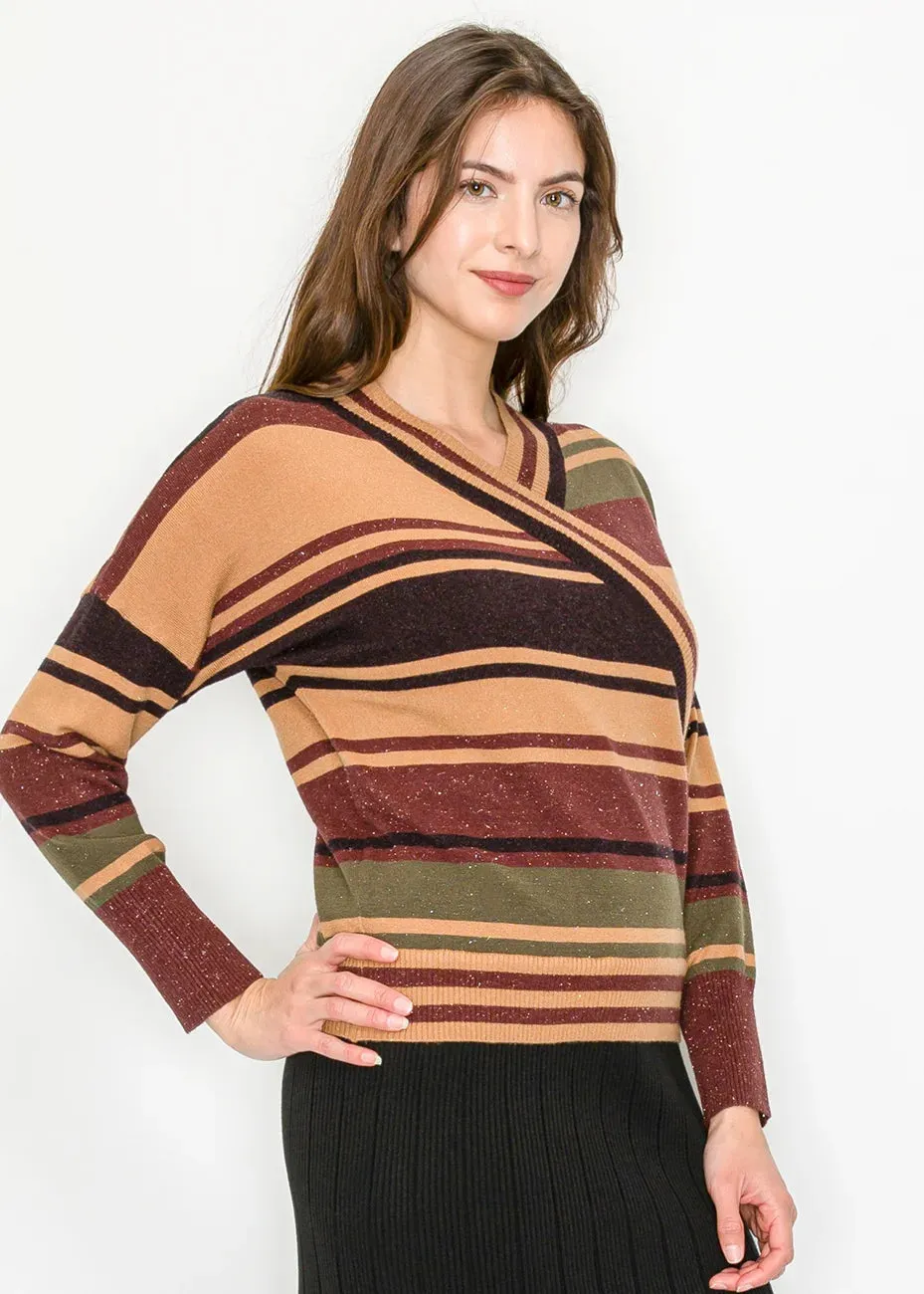 Crossover V-Neck Striped Sweater sold by Lord & Taylor product image thumbnail 5