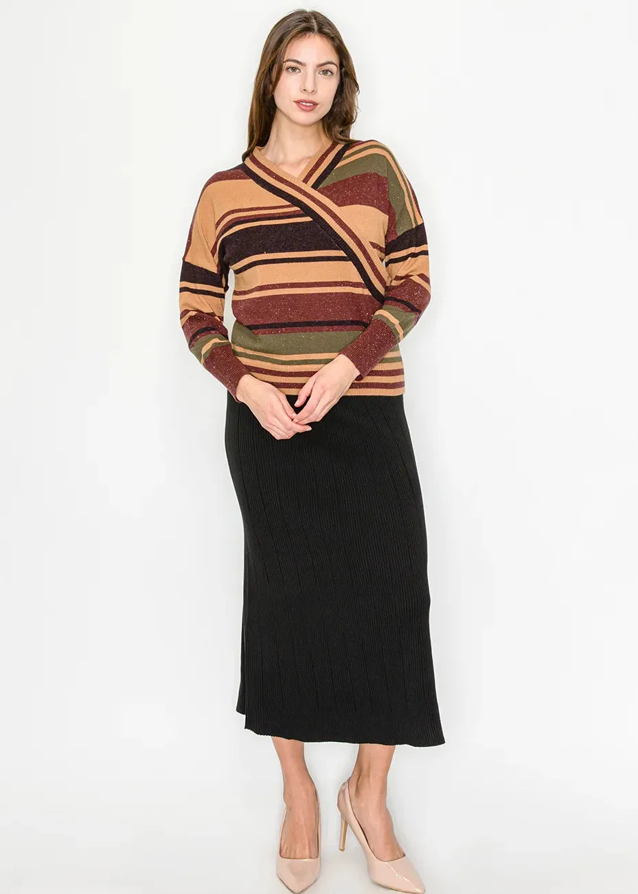 Crossover V-Neck Striped Sweater sold by Lord & Taylor product image thumbnail 2