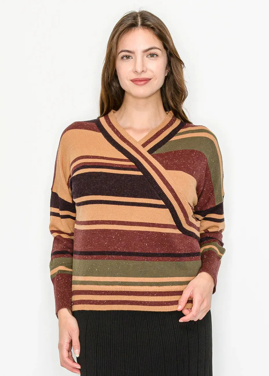 Crossover V-Neck Striped Sweater sold by Lord & Taylor