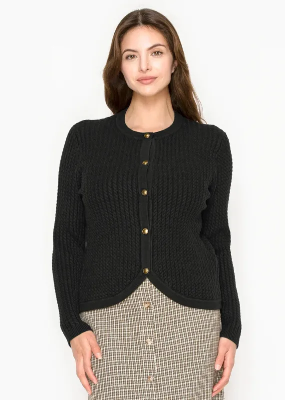 Black Gold-Button Knit Cardigan sold by Lord & Taylor