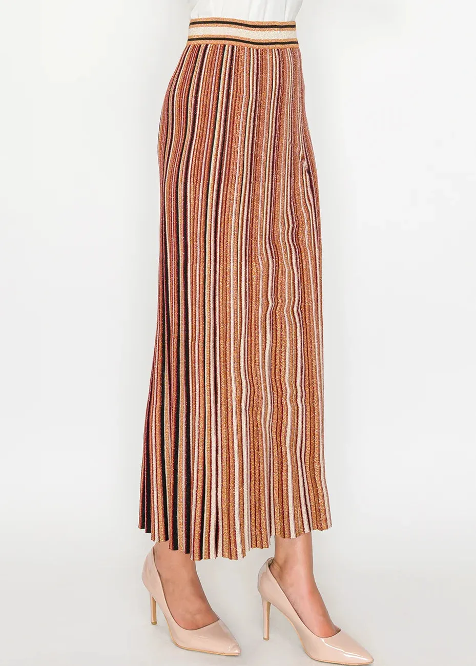 Rust and Gold Glitter Pleated Skirt sold by Lord & Taylor product image thumbnail 3