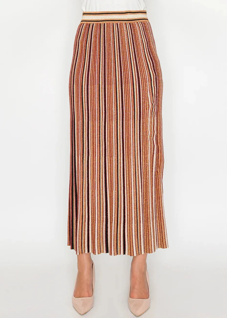 Rust and Gold Glitter Pleated Skirt sold by Lord & Taylor product image thumbnail 4