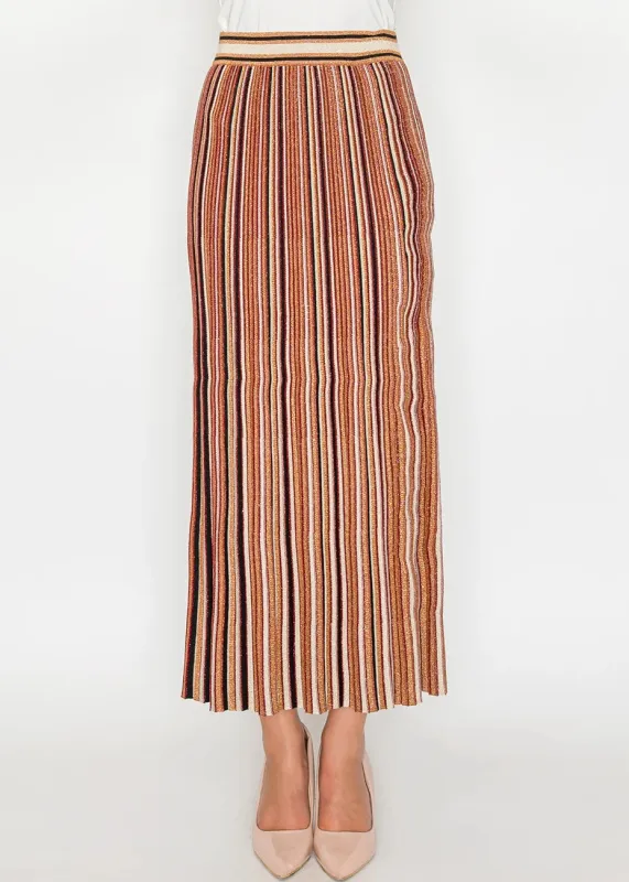 Rust and Gold Glitter Pleated Skirt sold by Lord & Taylor