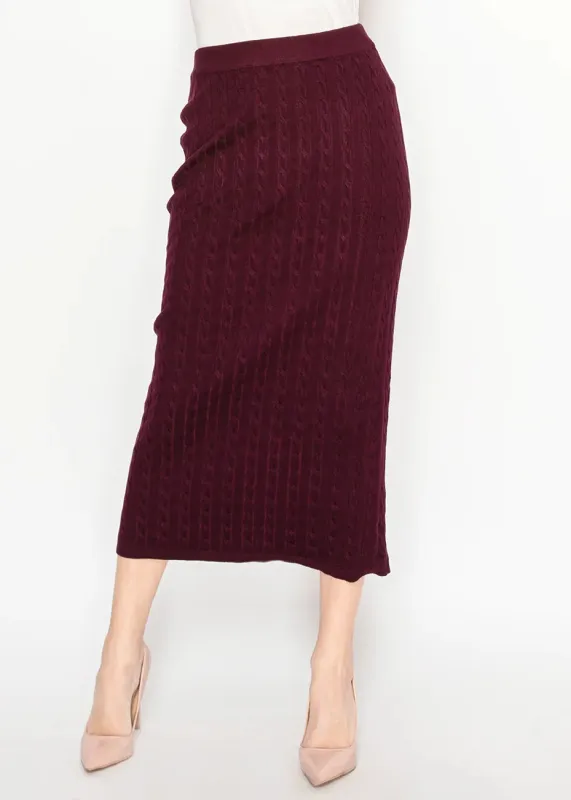 Burgundy Textured Knit Midi Skirt sold by Lord & Taylor